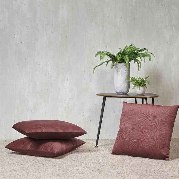 Housse De Coussin Fleur Ciselé - Vieux Rose - Uni
