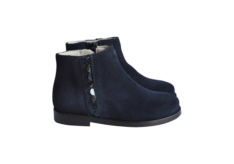 Bottines Resistantes Bande Pailletée - Nubuck Bleu Marine - Fille