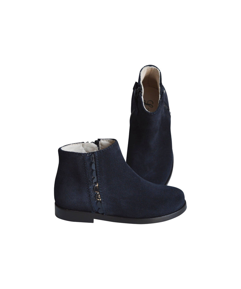 Bottines Resistantes Bande Pailletée - Nubuck Bleu Marine - Fille