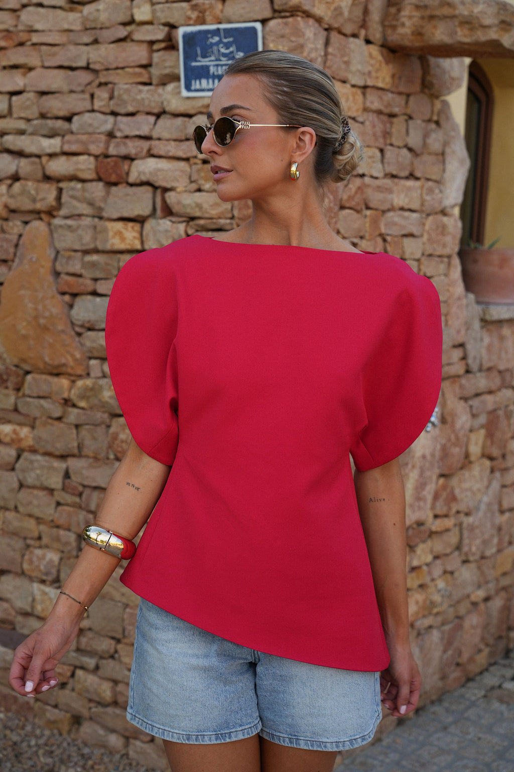 Blouse Asymétrique Garance - Rouge