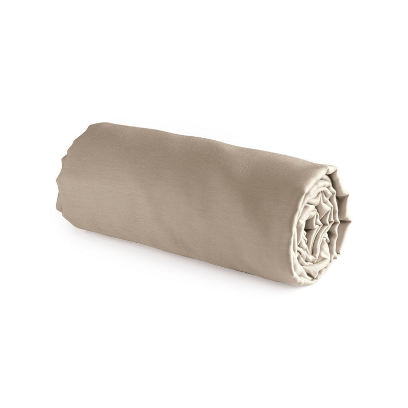 Uni - Drap-Housse - Satin De Coton - Taupe 01