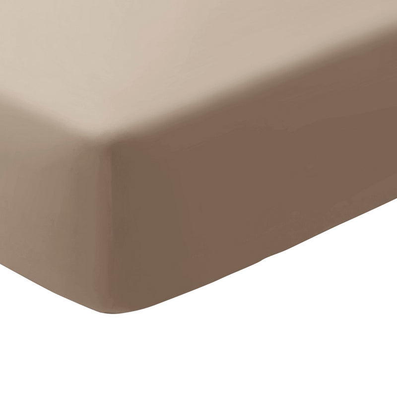 Uni - Drap-Housse - Satin De Coton - Taupe 01