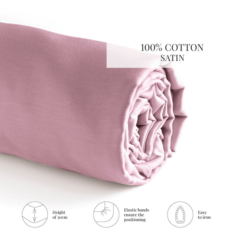 Uni - Drap-Housse - Satin De Coton - Rose 03