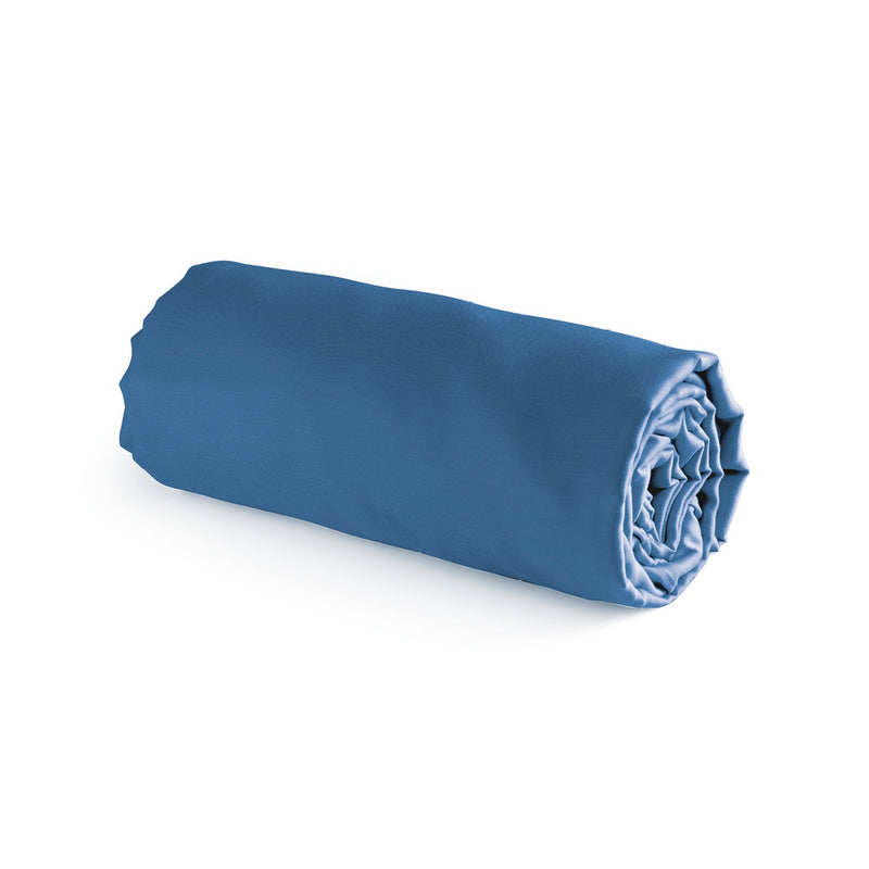 Uni - Drap-Housse - Satin De Coton - Bleu 05