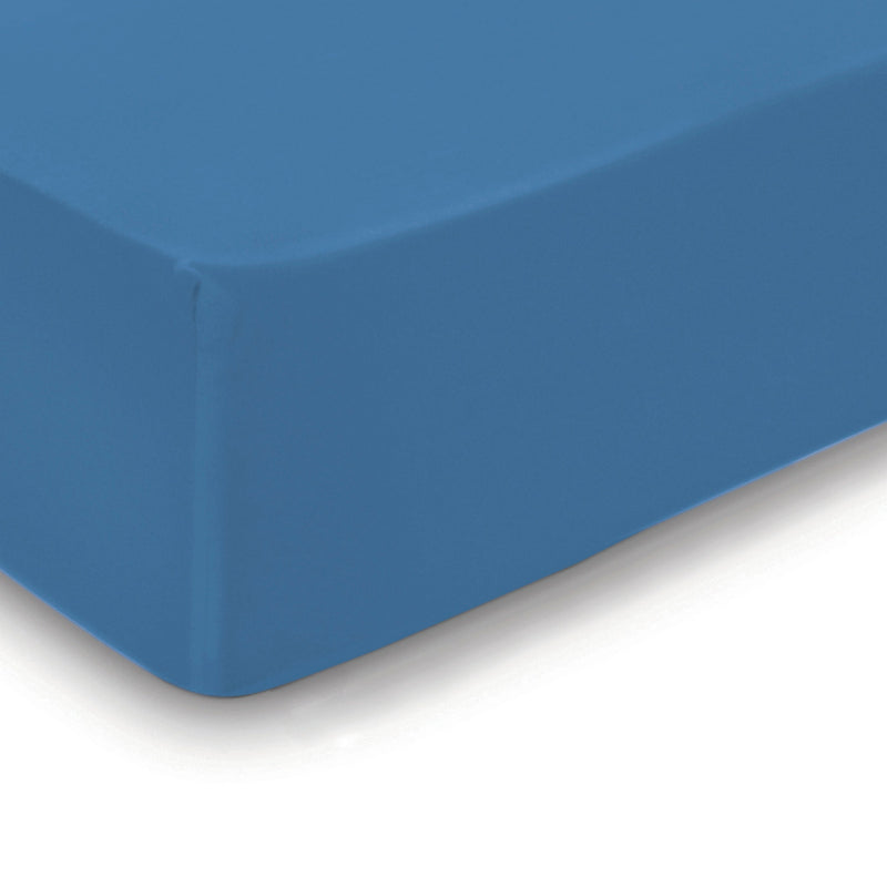 Uni - Drap-Housse - Satin De Coton - Bleu 05