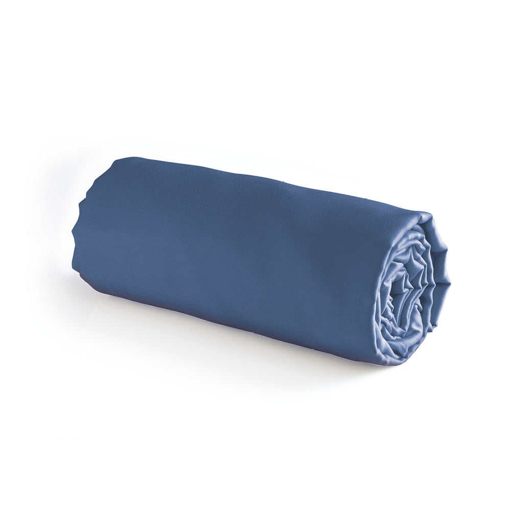 Uni - Drap-Housse - Satin De Coton - Bleu 06