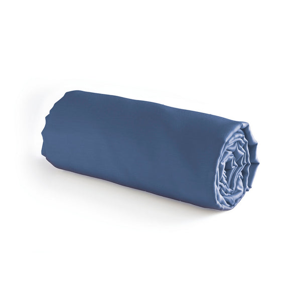 Uni - Drap-Housse - Satin De Coton - Bleu 06