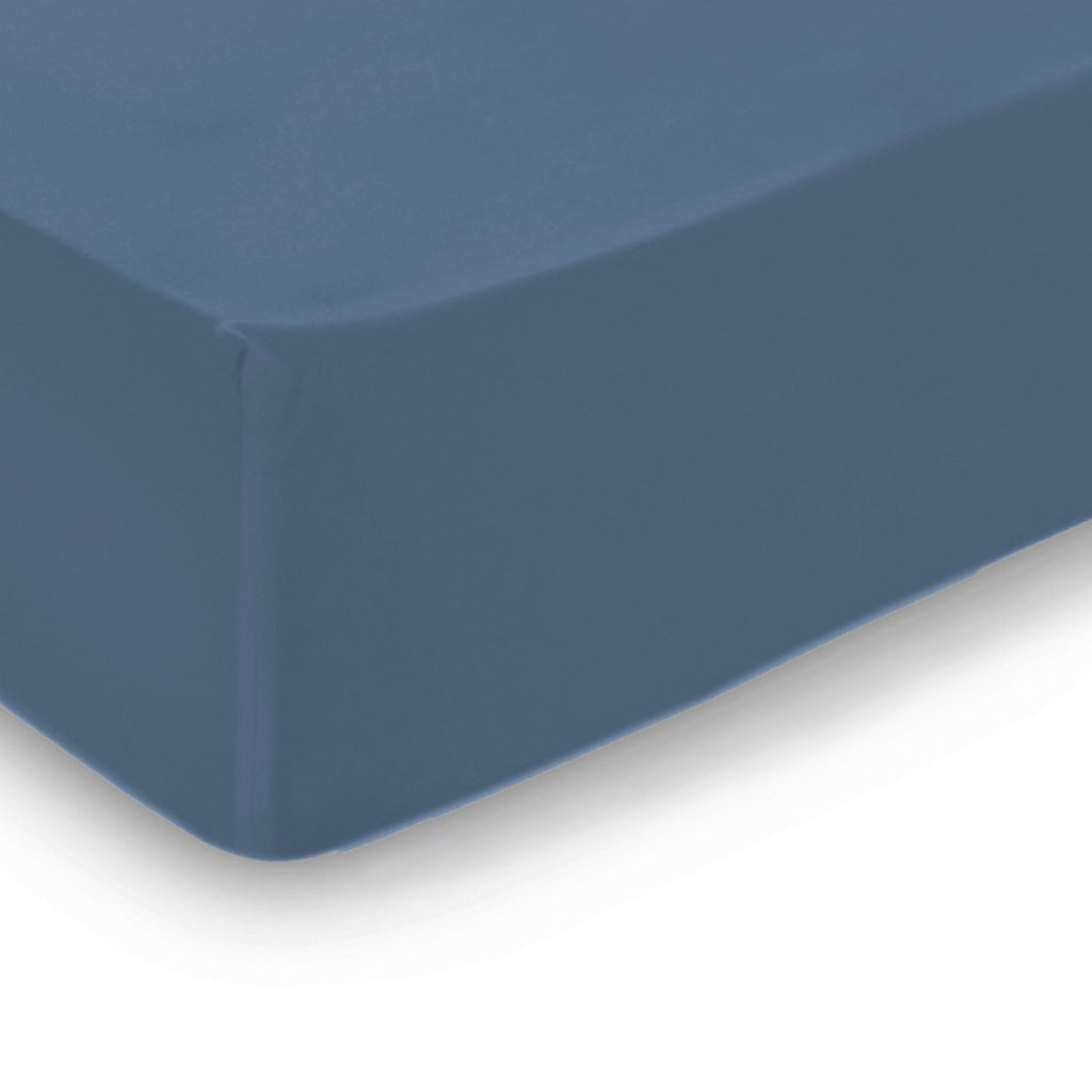 Uni - Drap-Housse - Satin De Coton - Bleu 06