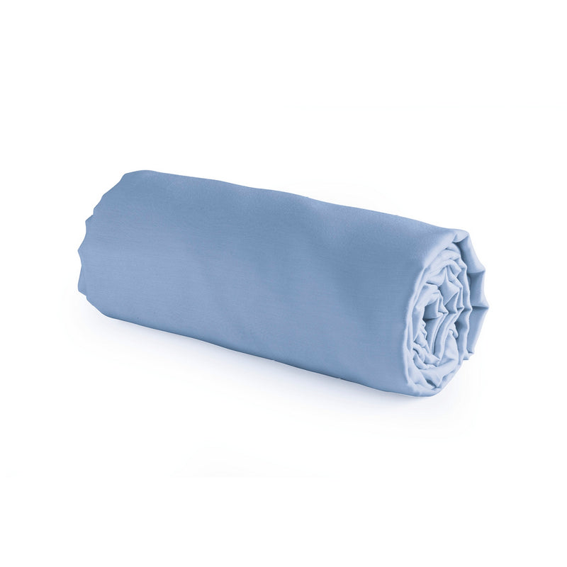 Uni - Drap-Housse - Satin De Coton - Bleu 02
