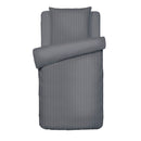Dobby Stripe Woven - Parure Housse De Couette + Taie D'Oreiller - Satin De Coton - Rayure Tissé Dobby - Gris Foncé