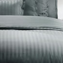 Dobby Stripe Woven - Parure Housse De Couette + Taie D'Oreiller - Satin De Coton - Rayure Tissé Dobby - Gris Foncé