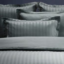 Dobby Stripe Woven - Set De 2 Taies D'Oreiller - Satin De Coton - Rayure Tissé Dobby - Gris Foncé