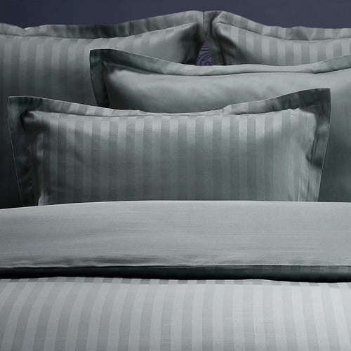 Dobby Stripe Woven - Set De 2 Taies D'Oreiller - Satin De Coton - Rayure Tissé Dobby - Gris Foncé