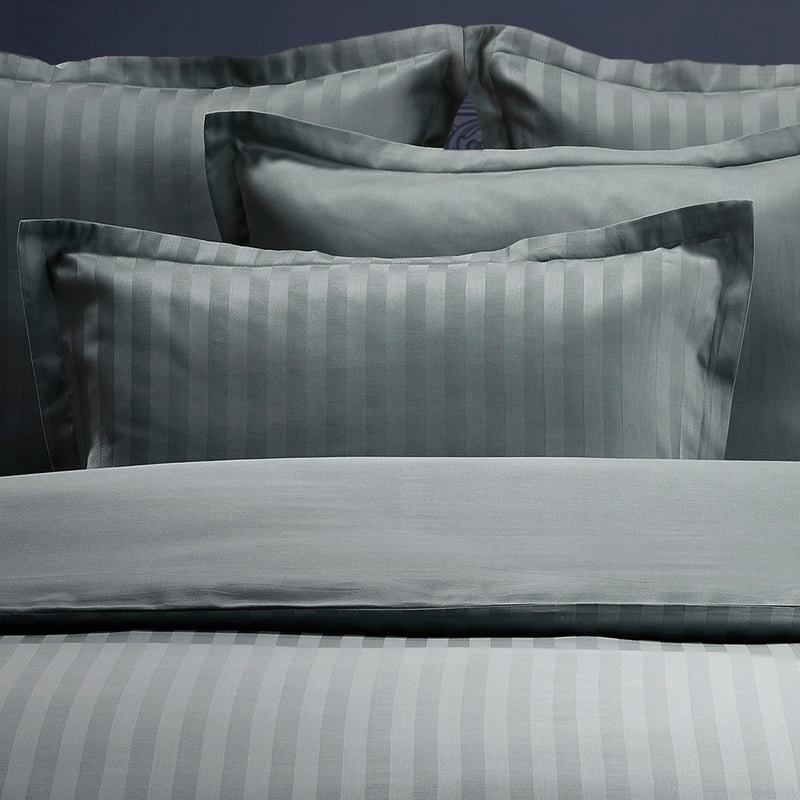 Dobby Stripe Woven - Set De 2 Taies D'Oreiller - Satin De Coton - Rayure Tissé Dobby - Gris Foncé