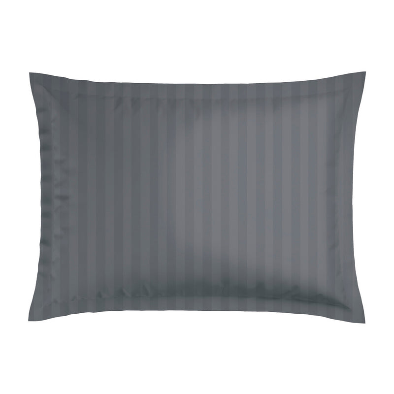 Dobby Stripe Woven - Set De 2 Taies D'Oreiller - Satin De Coton - Rayure Tissé Dobby - Gris Foncé