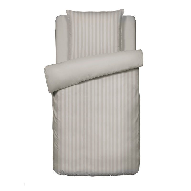 Dobby Stripe Woven - Parure Housse De Couette + Taie D'Oreiller - Satin De Coton - Rayure Tissé Dobby - Taupe