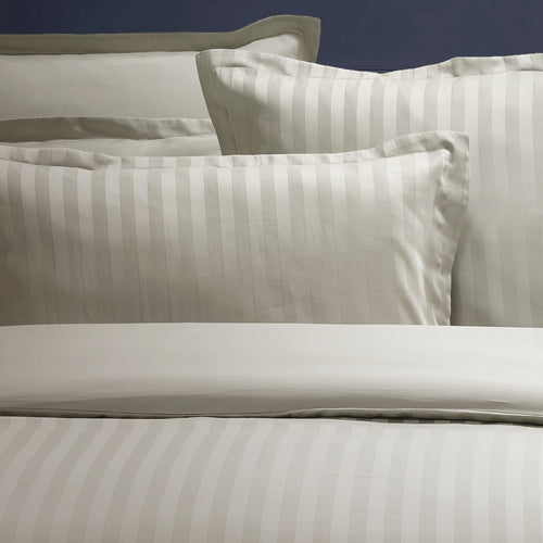 Dobby Stripe Woven - Set De 2 Taies D'Oreiller - Satin De Coton - Rayure Tissé Dobby - Taupe