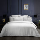 Dobby Stripe Woven - Parure Housse De Couette + Taie D'Oreiller - Satin De Coton - Rayure Tissé Dobby - Blanc