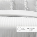 Dobby Stripe Woven - Parure Housse De Couette + 2 Taies D'Oreiller - Satin De Coton - Rayure Tissé Dobby - Blanc