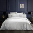 Dobby Stripe Woven - Set De 2 Taies D'Oreiller - Satin De Coton - Rayure Tissé Dobby - Blanc