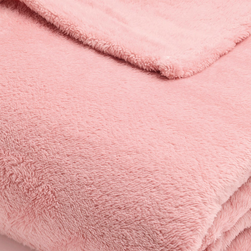 Uni - Plaid En Polaire - Rose Clair