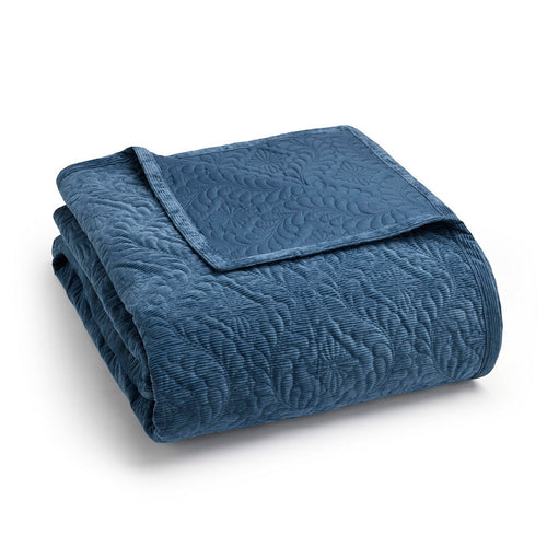 Flower - Couvre-Lit Corduroy - Bleu
