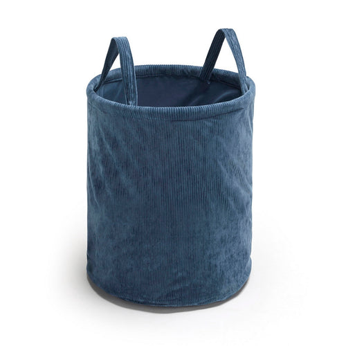 Uni - Panier À Linge Velours Côtelé - Bleu