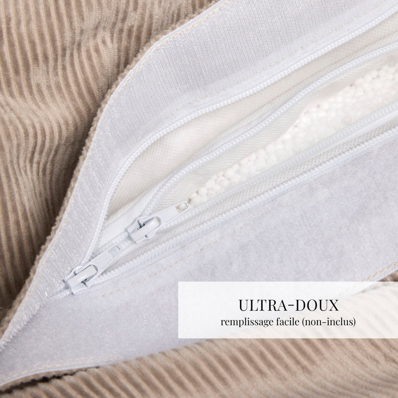 Uni - Housse De Pouf Velours Côtelé - Taupe