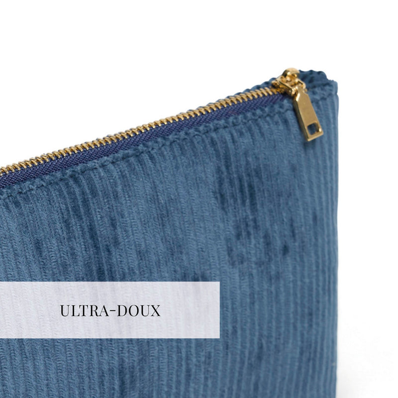Uni - Pochette Plate Velours Côtelé - Bleu