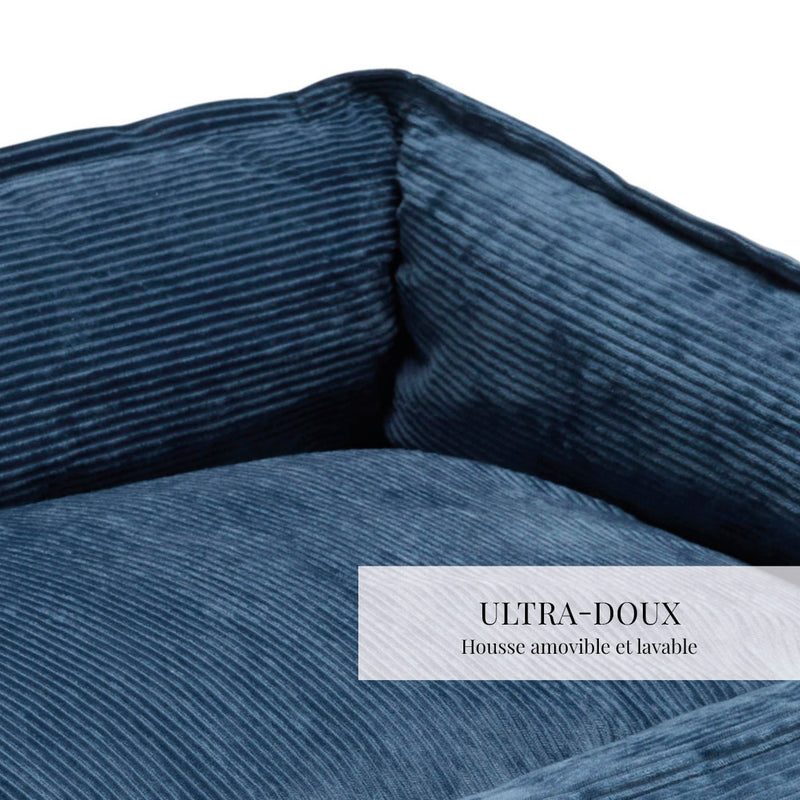 Uni - Panier Pour Chien Velours Côtelé - Bleu