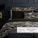 Rêves Zébrés - Housse De Couette + Taie D'Oreiller - Satin De Coton - Noir