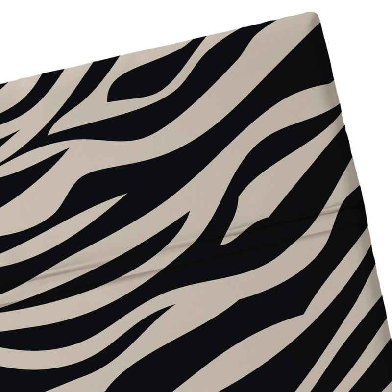 Rêves Zébrés - Drap Plat - Satin De Coton - Noir