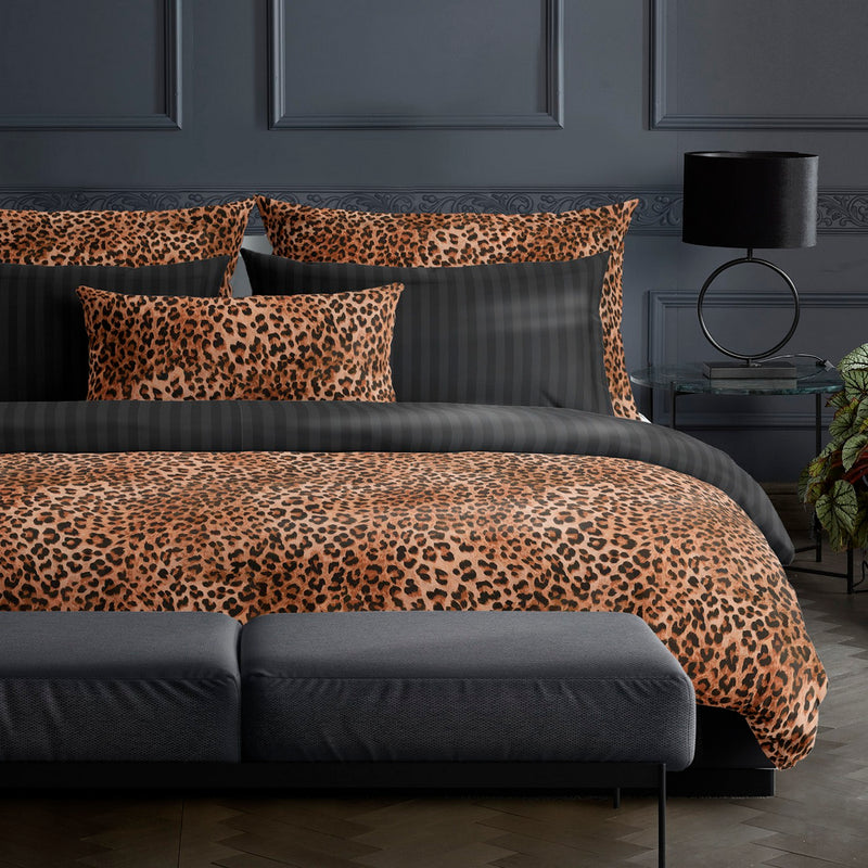 Fantaisie Féline - Housse De Couette + Taie D'Oreiller - Satin De Coton - Brun