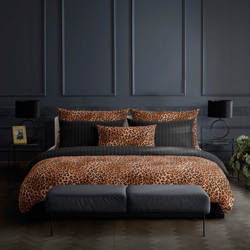 Fantaisie Féline - Housse De Couette + 1 ou 2 Taie(s) D'Oreiller - Satin De Coton - Brun