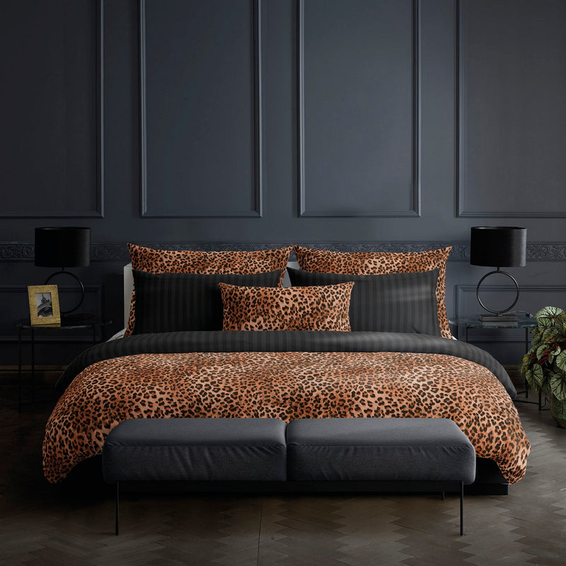 Fantaisie Féline - Housse De Couette + Taie D'Oreiller - Satin De Coton - Brun