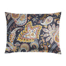 Indienne - Taie D'Oreiller - Satin De Coton - Bleu Foncé / Doré