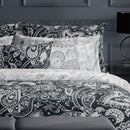 Indienne - Housse De Couette + Taie D'Oreiller - Satin De Coton - Noir
