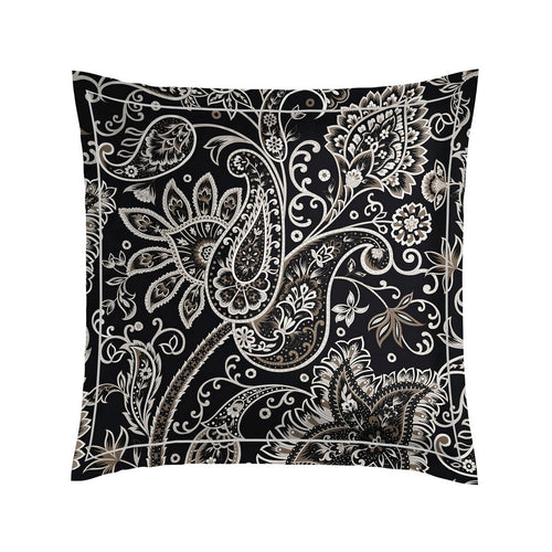 Indienne - Taie D'Oreiller - Satin De Coton - Noir
