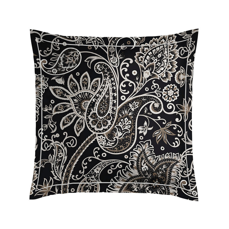 Indienne - Taie D'Oreiller - Satin De Coton - Noir