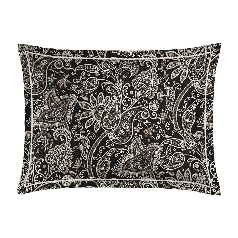 Indienne - Taie D'Oreiller - Satin De Coton - Noir