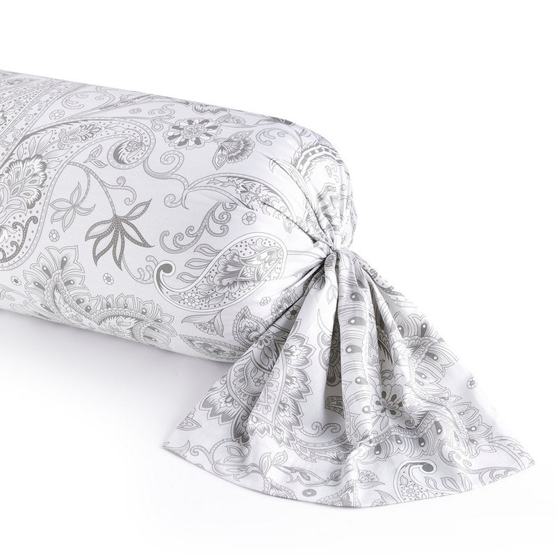 Indienne - Taie De Traversin - Satin De Coton - Gris Clair