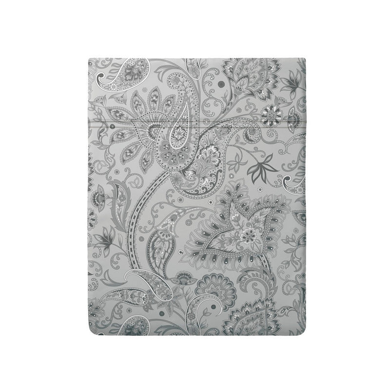 Indienne - Drap Plat - Satin De Coton - Gris Clair
