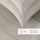 Rayures Élégantes - Housse De Couette + Taie D'Oreiller - Satin De Coton - Taupe