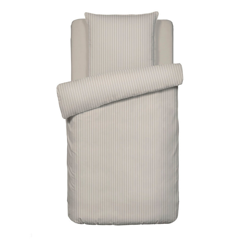 Rayures Élégantes - Housse De Couette + Taie D'Oreiller - Satin De Coton - Taupe