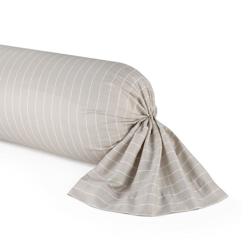 Rayures Élégantes - Taie De Traversin - Satin De Coton - Taupe