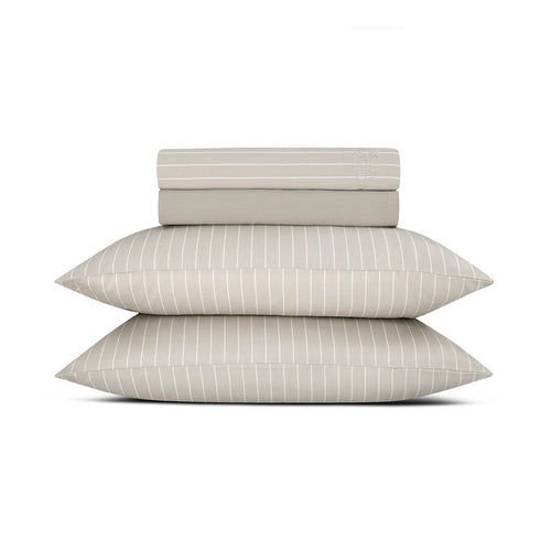 Rayures Élégantes - Ensemble De Draps - Satin De Coton - Taupe