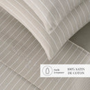 Rayures Élégantes - Ensemble De Draps - Satin De Coton - Taupe