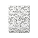 Colibri Floral - Drap Plat - Satin De Coton - Noir Gris