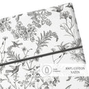 Colibri Floral - Drap Plat - Satin De Coton - Noir Gris