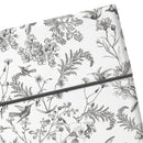 Colibri Floral - Drap Plat - Satin De Coton - Noir Gris